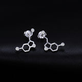 Serotonin Dopamine CZ Stud Earrings 925 Sterling Silver Earrings for Women Girls Korean Earrings Fashion Jewelry
