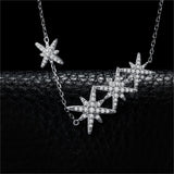 Star CZ Sterling Silver Pendant Necklace 925 Sterling Silver Chain Choker Statement Collar Necklace Women