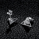 Triangle Flowers Cubic Zirconia Stud Earrings 925 Sterling Silver Earrings Gemstone Jewelry for Women Fashion