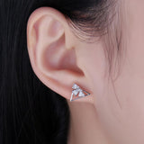 Triangle Flowers Cubic Zirconia Stud Earrings 925 Sterling Silver Earrings Gemstone Jewelry for Women Fashion