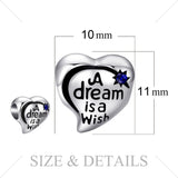 925 Sterling Silver Vintage Heart Created Sapphire Shooting Star Charm Bead
