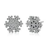 925 Sterling Silver Snowflakes CZ Stud Earrings Winter Surprise Cute Unique Jewelry