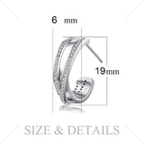 925 Sterling Silver Eternity Intervened Lines Open Wind Stud Earrings Jewelry For Women