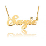 14K Gold Personalized Swarovski Name Necklace  Adjustable 16”-20” - 925 Sterling Silver OEM And Customization
