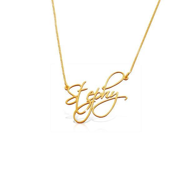 925 Sterling Silver Personalized Handwriting Necklace with Name Adjustable 16”-20”