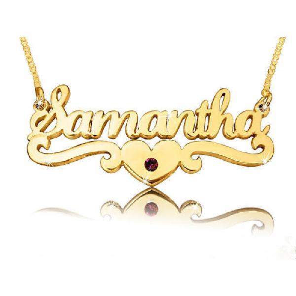 14K Gold Personalized Samantha Style Heart Name Necklaces Adjustable 16”-20” - 925 Sterling Silver OEM And Customization