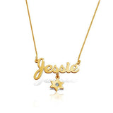 925 Sterling Silver Personalized Star Charm Name Necklace Adjustable 16”-20” - 925 Sterling Silver OEM And Customization