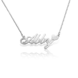 925 Sterling Silver Personalized Name Necklace With Heart Adjustable 16”-20”