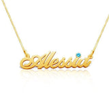 14K Gold Personalized Birthstone Name Necklace Adjustable 16”-20” - 925 Sterling Silver OEM And Customization