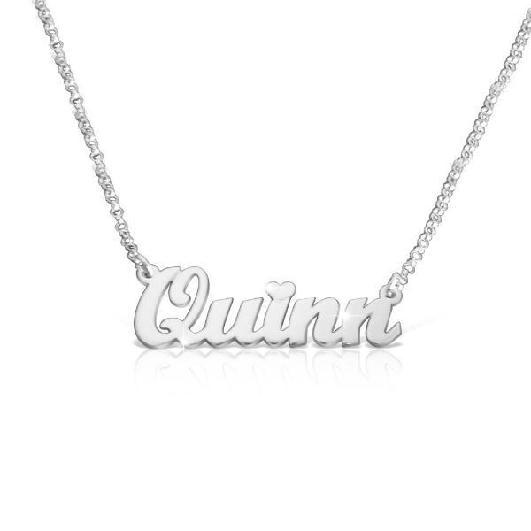 925 Sterling Silver Personalized Classic Name Necklace With A Heart Adjustable 16”-20”
