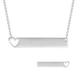 Personalized Heart Engravable Bar Necklace Adjustable 16”-20”
