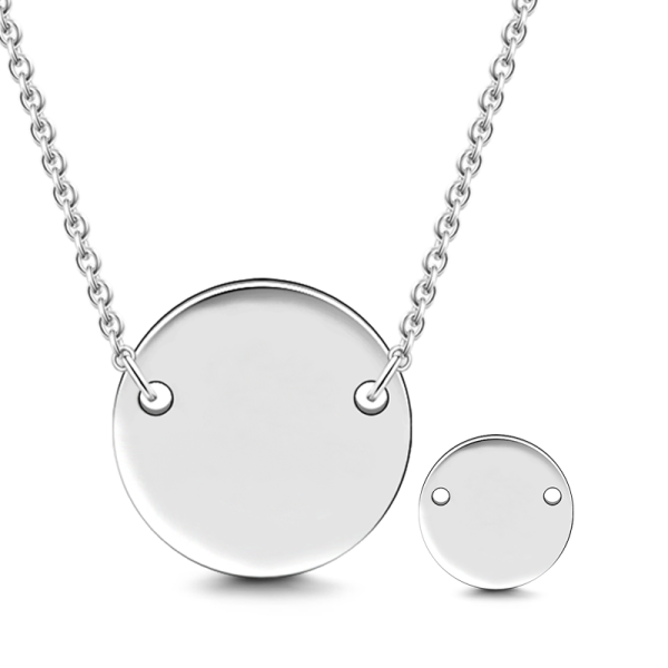 925 Sterling Silver Personalized Engravable Hang Tag Round Necklace-Adjustable 16”-20”