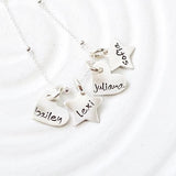 925 Sterling Silver Personalized Heart & Stars Necklace Adjustable 16”-20”