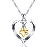 925 Sterling Silver Rhodium Plated Heart Pendant  Dog Bone Gold Plated without chain