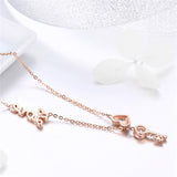 925 Sterling Silver Rose Gold Plated Heart&Key Necklace For Girls
