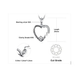 Love You Moon Heart Silver Pendant Necklace 925 Sterling Silver Choker Statement Necklace Women Silver 925 Jewelry Without Chain