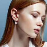 S925 Sterling Silver Flower Clover Big Cz Jackets Earrings Jewelry Set For Women