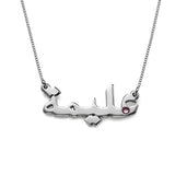925 Sterling Silver Personalized Birthstone Arabic Name Necklace 18” - 925 Sterling Silver OEM And Customization
