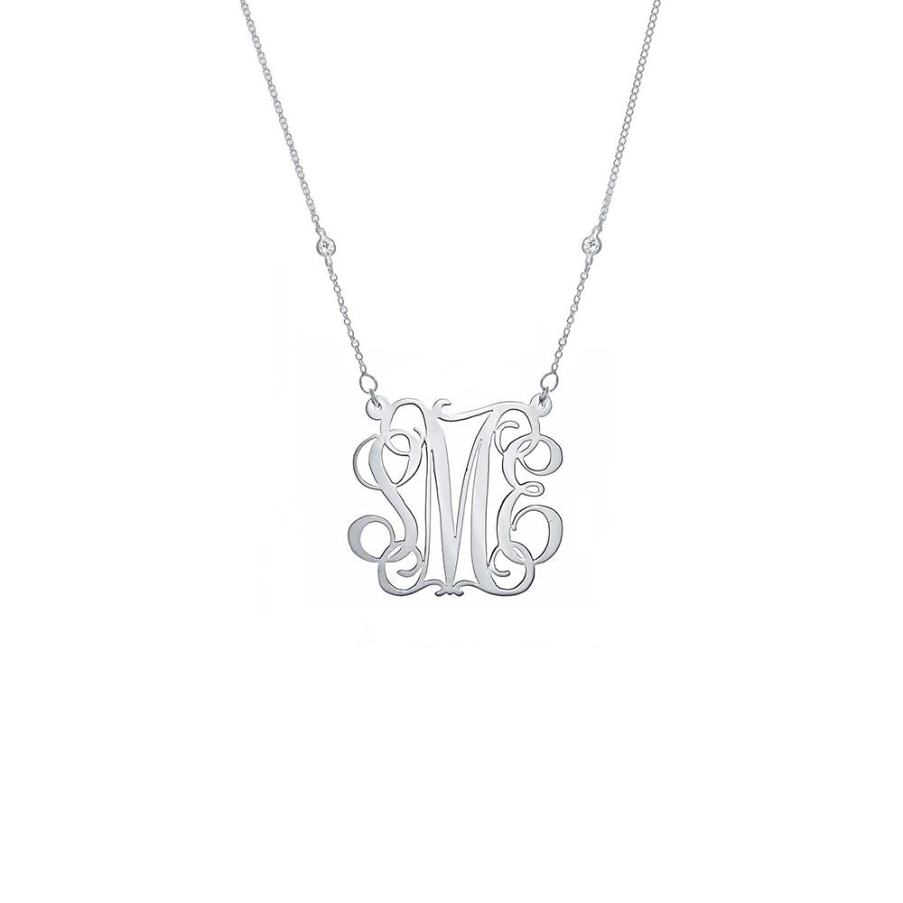925 Sterling Silver Personalized Script Monogram Pendant Necklace Adjustable 16”-20” - 925 Sterling Silver OEM And Customization