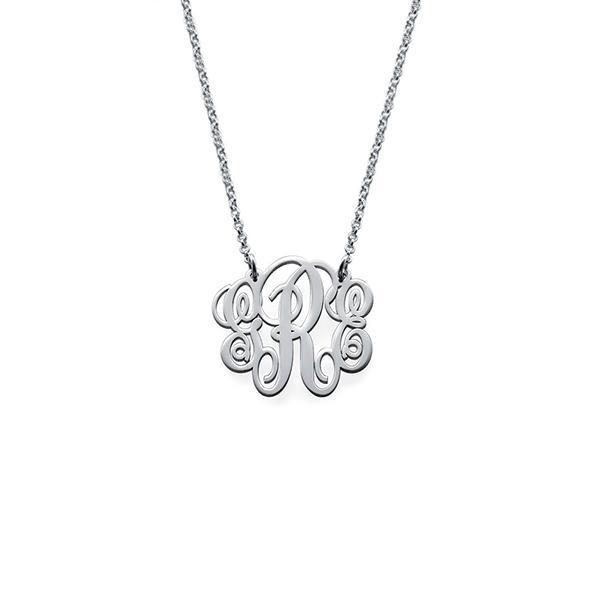 925 Sterling Silver Personalized Fancy  Monogram Necklace Adjustable 16”-20” - 925 Sterling Silver OEM And Customization