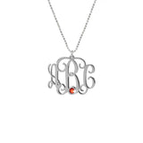 925 Sterling Silver Personalized Monogram Necklace with Swarovski Adjustable 16”-20” - 925 Sterling Silver OEM And Customization