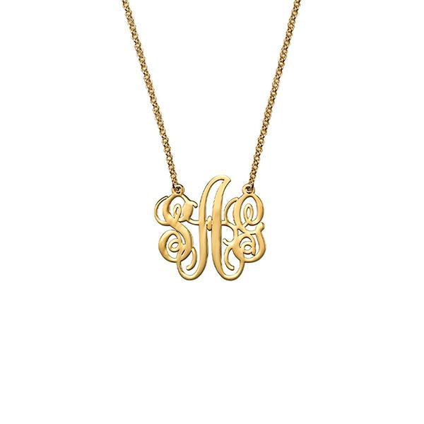 925 Sterling Silver Personalized Fancy Monogram Necklace Adjustable 16”-20” - 925 Sterling Silver OEM And Customization