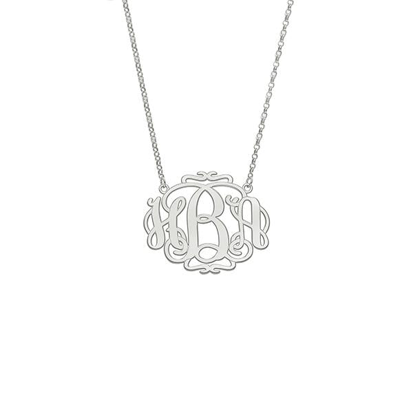 925 Sterling Silver Personalized Monogram Pendant Necklace Adjustable 16”-20” - 925 Sterling Silver OEM And Customization