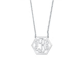 925 Sterling Silver Personalized Hexagon Initial Necklace Adjustable 16”-20” - 925 Sterling Silver OEM And Customization