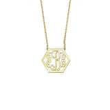 925 Sterling Silver Personalized Hexagon Initial Necklace Adjustable 16”-20” - 925 Sterling Silver OEM And Customization