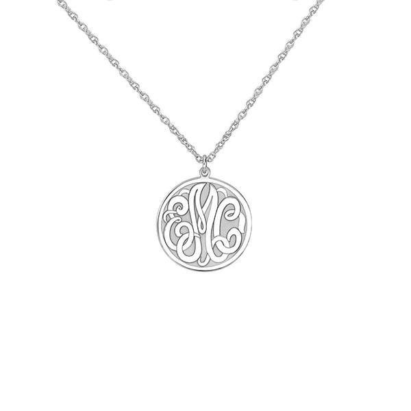 925 Sterling Silver Personalized Monogram Round Pendant Necklace Adjustable 16”-20” - 925 Sterling Silver OEM And Customization