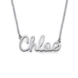"Chloe" 925 Sterling Silver Personalized Cursive Name Necklace Adjustable 16”+2”