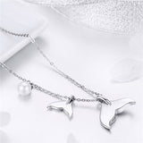 S925 Sterling Silver Pearl Mermaid's tears Necklace  For Girls