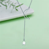 925 Sterling Silver Moon And Star Necklace For Girls
