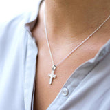 925 Sterling Silver Cross Necklace Adjustable 18 inchs