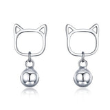 925 Sterling Silver Lovely Kitty Cat Stud Earrings  for Women