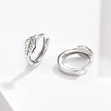 S925 Sterling silver Round Earrings Silent Leaves Small Hoop Earrings For Women