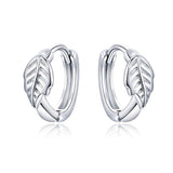 S925 Sterling silver Round Earrings Silent Leaves Small Hoop Earrings For Women