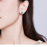 925 Sterling Silver Unbalaced Mermaid Tail Glass Head Stud Earrings Gift for Women Girls Birthday Wedding