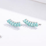 925 Sterling Silver Crawlers Earrings with Light Blue Bling Cubic Zircons Gift for Women