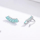 925 Sterling Silver Crawlers Earrings with Light Blue Bling Cubic Zircons Gift for Women