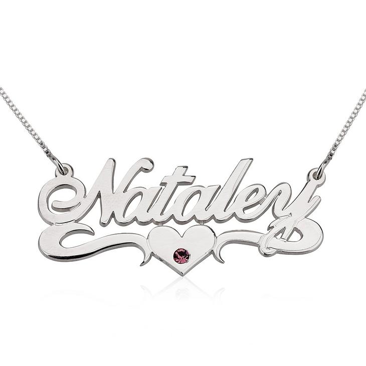 925 Sterling Silver Personalized Name Necklace With Underline Hearts Adjustable Chain 16”-20”