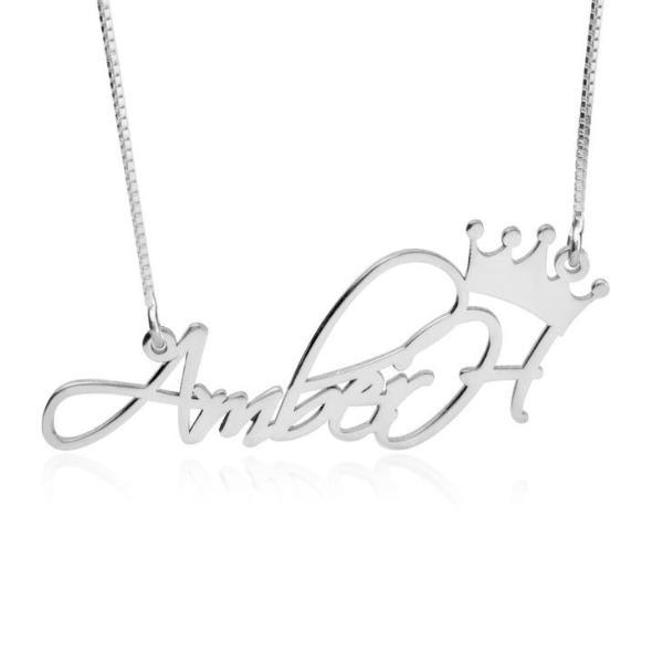 Personalized Princess Crown Name Necklace Chain 16”-20"