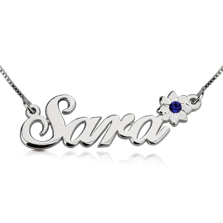 925 Sterling Silver Personalized Flower Name Necklace Adjustable Chain 16”-20”