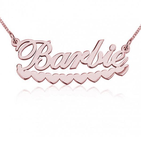 Copper/925 Sterling Silver Personalized Barbie Hearts Name Necklace 18"