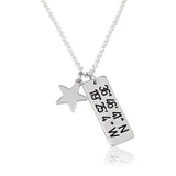 925 Sterling Silver Personalized Vertical Coordinates Necklace With Star Adjustable 16”-20”