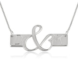 925 Sterling Silver Personalized Initials Love Bar Necklace Adjustable 16”-20”