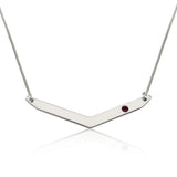 925 Sterling Silver Personalized Chevron Necklace with Birthstone Necklace Adjustable 16”-20”