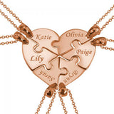 925 Sterling Silver Personalized 6 Pieces Puzzle Engraved Necklace For a Heart Adjustable 16”-20” - 925 Sterling Silver OEM And Customization