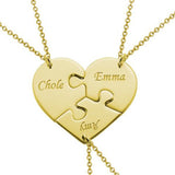 925 Sterling Silver Personalized 3 Pieces Puzzle Engraved Necklace For a Heart Adjustable 16”-20” - 925 Sterling Silver OEM And Customization