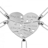 925 Sterling Silver Personalized 5 Pieces Puzzle Engraved Necklace For a Heart Adjustable 16”-20” - 925 Sterling Silver OEM And Customization